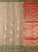 Load image into Gallery viewer, Beige color tussar silk saree with red and green border