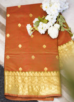 Load image into Gallery viewer, Orange banarasi silk saree
