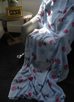 Load image into Gallery viewer, Sky blue Floral linen Saree