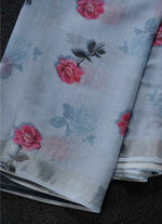 Load image into Gallery viewer, Sky blue Floral linen Saree