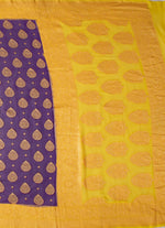 Load image into Gallery viewer, Khaddi Georgette Saree in purple and yellow