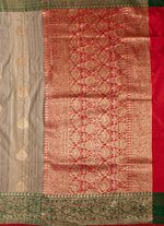 Load image into Gallery viewer, Beige color tussar silk saree with red and green border