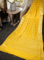Load image into Gallery viewer, Yellow Benarashi silk saree
