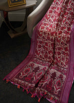 Load image into Gallery viewer, Red Floral linen Saree