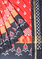 Load image into Gallery viewer, Panchompali Ikat silk saree in Black and red
