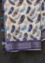 Load image into Gallery viewer, Blue And White Linen Saree