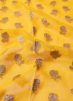 Load image into Gallery viewer, khaddi Georgette Saree in Blue and yellow