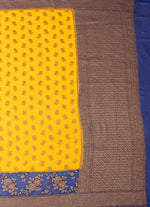 Load image into Gallery viewer, khaddi Georgette Saree in Blue and yellow