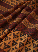 Load image into Gallery viewer, Orange Printed Linen Saree