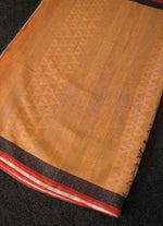 Load image into Gallery viewer, Orange Printed Linen Saree