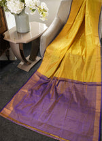 Load image into Gallery viewer, Benarashi silk saree in purple and yellow