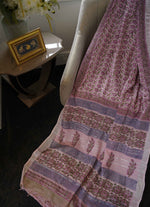 Load image into Gallery viewer, Light Pink Floral Print Linen Saree