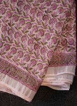 Load image into Gallery viewer, Light Pink Floral Print Linen Saree