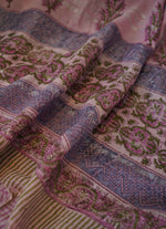 Load image into Gallery viewer, Light Pink Floral Print Linen Saree