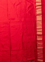 Load image into Gallery viewer, White Ikat silk saree with black and red border