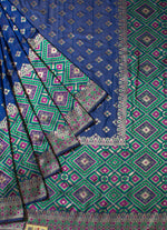 Load image into Gallery viewer, Panchompoli ikat saree in blue and green combo