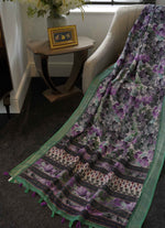 Load image into Gallery viewer, Multicolor Floral Print Linen Saree