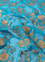 Load image into Gallery viewer, All over Khaddi Georgette Saree in Firoja and Blue