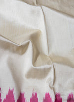 Load image into Gallery viewer, Ikat silk saree in white with multi color border.