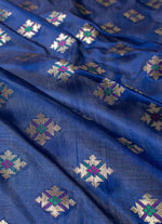 Load image into Gallery viewer, Panchompoli ikat saree in blue and green combo