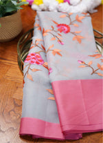 Load image into Gallery viewer, Embroidery Organza saree