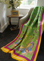 Load image into Gallery viewer, Parrot Green Butterfly Print Saree