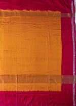 Load image into Gallery viewer, Ikat silk saree in black kesar and fusia pink