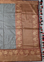 Load image into Gallery viewer, Kadwa weave Banarasi silk saree in Grey and copper gold combo