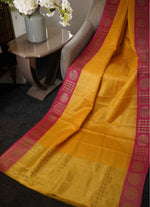 Load image into Gallery viewer, Banarasi silk saree in Bashanti and fusia pink