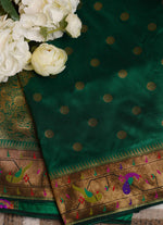 Load image into Gallery viewer, Banarasi silk saree with pythani border