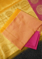 Load image into Gallery viewer, Banarasi silk saree in Bashanti and fusia pink