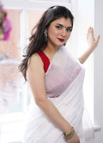Load image into Gallery viewer, Semi Silk Saree in pure white