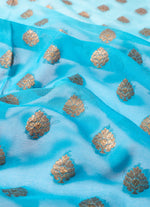 Load image into Gallery viewer, Khaddi Georgette Saree in Firoja and Copper