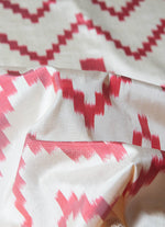 Load image into Gallery viewer, Ikat silk saree in White and orange combination