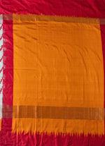 Load image into Gallery viewer, Ikat silk saree in White and orange combination