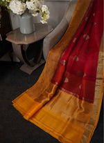 Load image into Gallery viewer, Red and basanti banarasi kore silk saree
