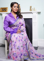 Load image into Gallery viewer, Floral printed linen saree for summer