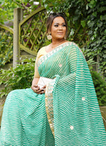 Load image into Gallery viewer, Pure chiffon saree with golden border