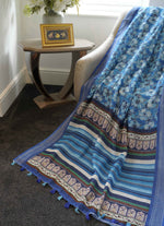 Load image into Gallery viewer, Light Blue Floral Printed Linen Saree