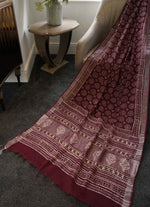 Load image into Gallery viewer, Blood Maroon Linen Saree