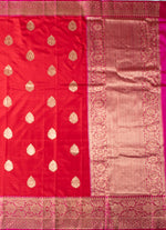 Load image into Gallery viewer, Red and Fusia pink silk saree from Banaras