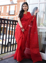 Load image into Gallery viewer, Dhakai Jamdani Saree in Red