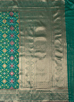 Load image into Gallery viewer, Panchompali Ikat silk saree in drak green