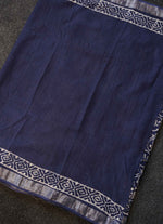 Load image into Gallery viewer, Indigo Blue Printed Linen Saree