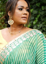 Load image into Gallery viewer, Pure chiffon saree with golden border