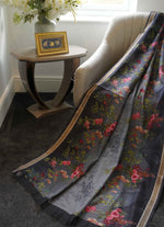 Load image into Gallery viewer, Grey Floral Printed Linen Saree