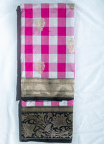 Load image into Gallery viewer, Chequered Banarasi silk saree in Kadwa Weave