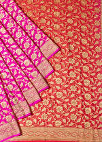 Load image into Gallery viewer, Dual Shade Khadi Georgette Saree in Orange and Pink