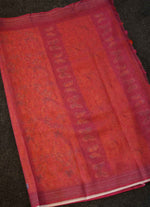 Load image into Gallery viewer, Light Orange and Fuchia Pink Linen Saree