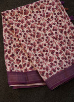 Load image into Gallery viewer, Deep Purple Printed Linen Saree